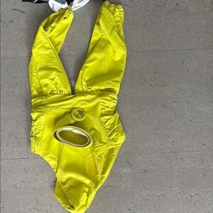 Bright Yellow one piece swim with Belt